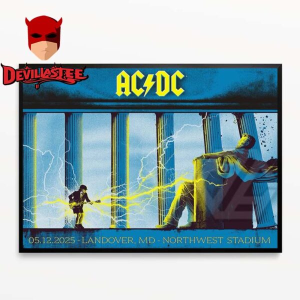 ACDC Landover MD 2025 Northwest Stadium On May 12th Pwr Up Tour Home Decor Poster Canvas
