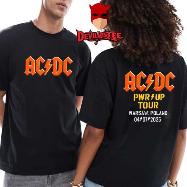 ACDC Warsaw Poland 2025 PGE Narodowy On July 7th Power Up World Tour Two Sided T-Shirt