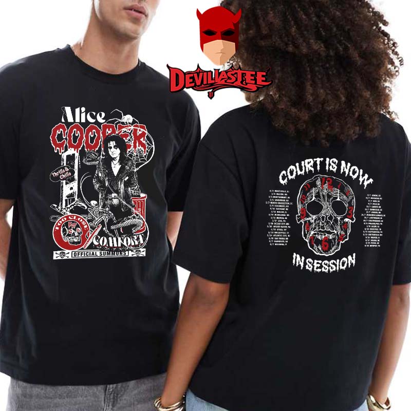 Alice Cooper Court is Now in Session 2025 Tour Dates Two Sided T-Shirt Alice Cooper Court is Now in Session 2025 Tour Dates Two Sided T-Shirt
