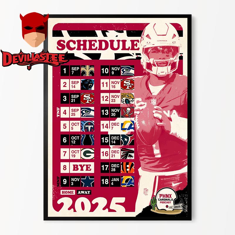 Arizona Cardinals 2025 NFL Schedule Home Decor Poster Canvas Arizona Cardinals 2025 NFL Schedule Home Decor Poster Canvas