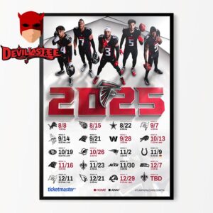 Atlanta Falcons NFL 2025 Schedule Home Decor Poster Canvas