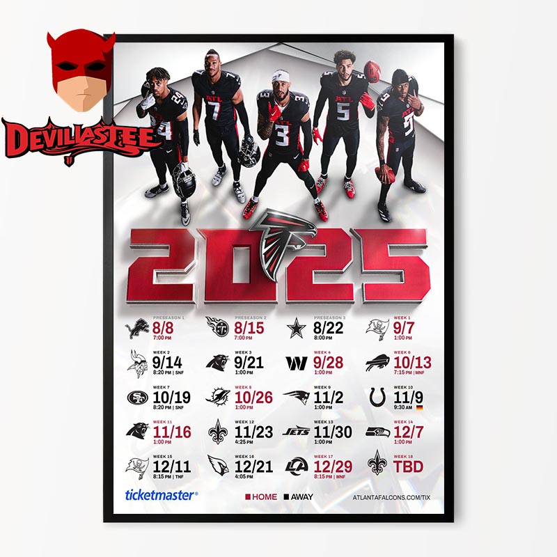 Atlanta Falcons NFL 2025 Schedule Home Decor Poster Canvas Atlanta Falcons NFL 2025 Schedule Home Decor Poster Canvas