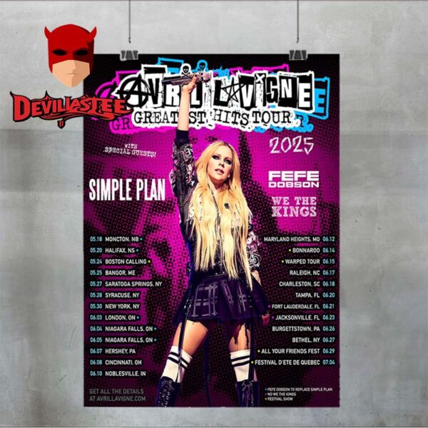 Avril Lavigne Tour 2025 Greatest Hits Tour Dates Home Decor Poster Canvas