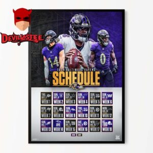 Baltimore Ravens 2025 NFL Schedule Home Decor Poster Canvas