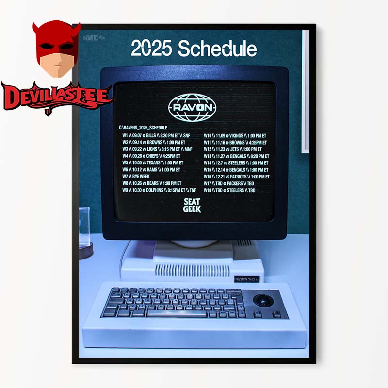 Baltimore Ravens NFL 2025 Schedule Home Decor Poster Canvas Baltimore Ravens NFL 2025 Schedule Home Decor Poster Canvas