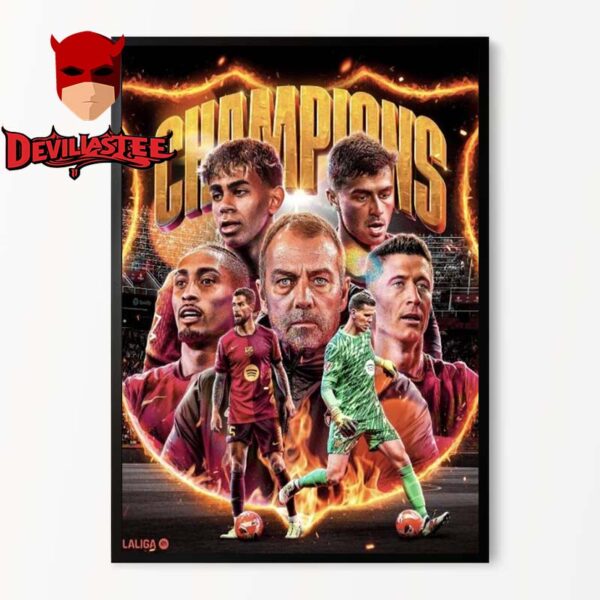 Barcelona 2025 Campeons La Liga Champions 28th Title Home Decor Poster Canvas