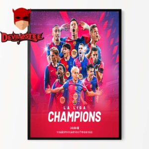 Barcelona Campeons La Liga 2025 Champions 28th Title Home Decor Poster Canvas