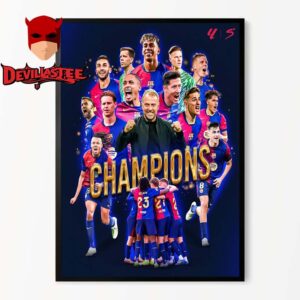 Barcelona Campeons La Liga Champions 2025 28th Title Home Decor Poster Canvas