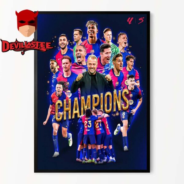 Barcelona Campeons La Liga Champions 2025 28th Title Home Decor Poster Canvas