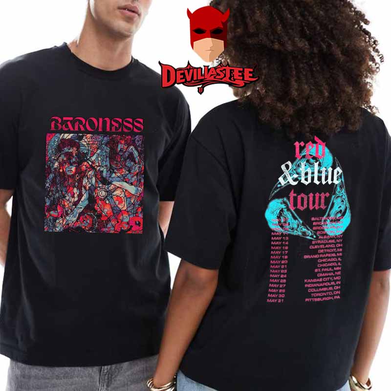 Baroness Red And Blue 2025 Tour Dates Two Sided T-Shirt Baroness Red And Blue 2025 Tour Dates Two Sided T-Shirt