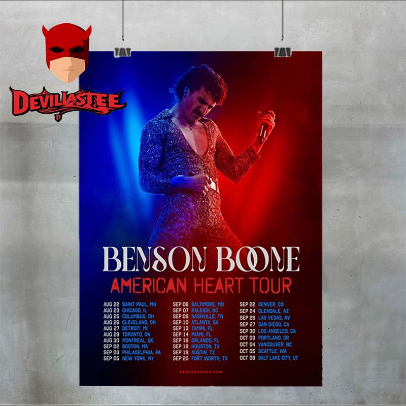 Benson Boone Tour 2025 American Heart Tour Dates Home Decor Poster Canvas Benson Boone Tour 2025 American Heart Tour Dates Home Decor Poster Canvas