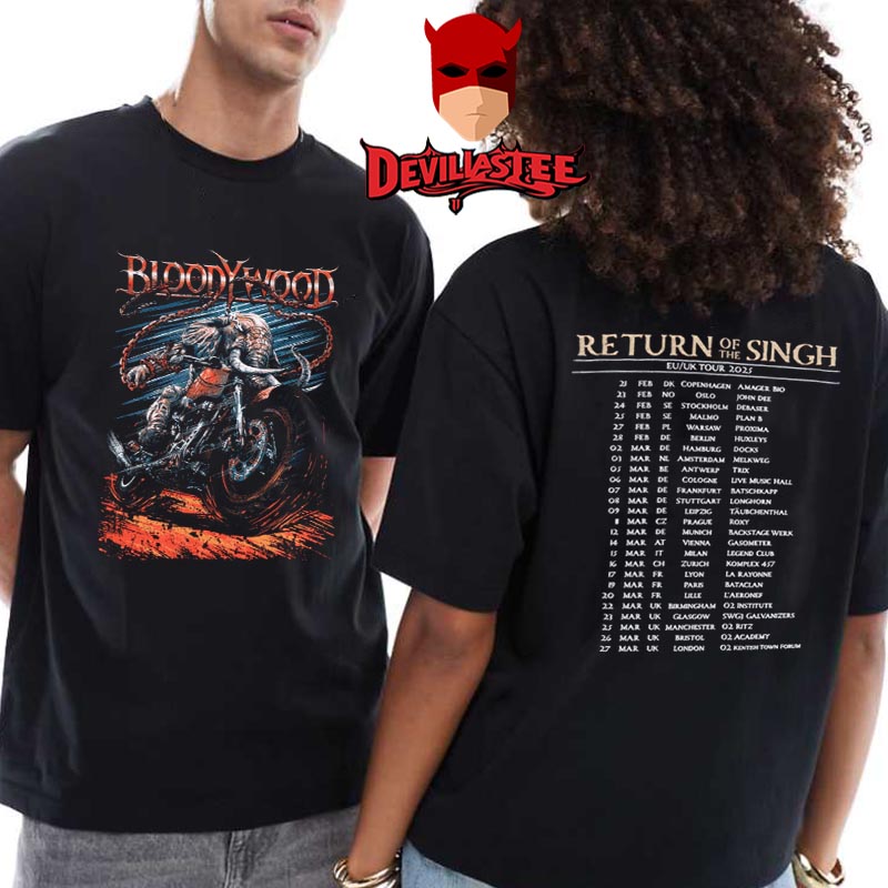 Bloodywood EU UK Tour 2025 Return Of The Singh Tour Dates Two Sided T-Shirt Bloodywood EU UK Tour 2025 Return Of The Singh Tour Dates Two Sided T-Shirt