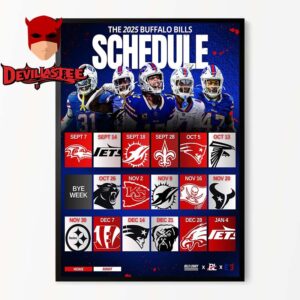Buffalo Bills NFL 2025 Schedule Home Away Home Decor Poster Canvas