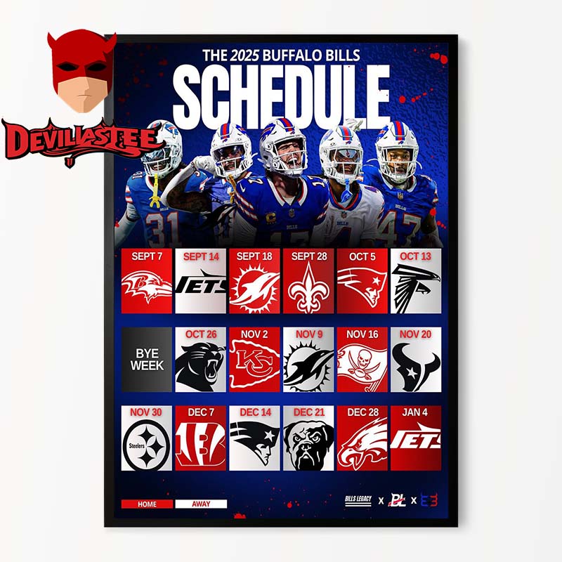Buffalo Bills NFL 2025 Schedule Home Away Home Decor Poster Canvas Buffalo Bills NFL 2025 Schedule Home Away Home Decor Poster Canvas