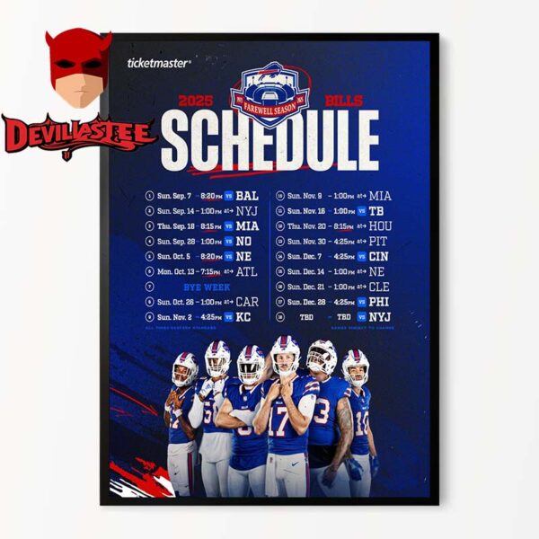 Buffalo Bills NFL 2025 Schedule Home Decor Poster Canvas