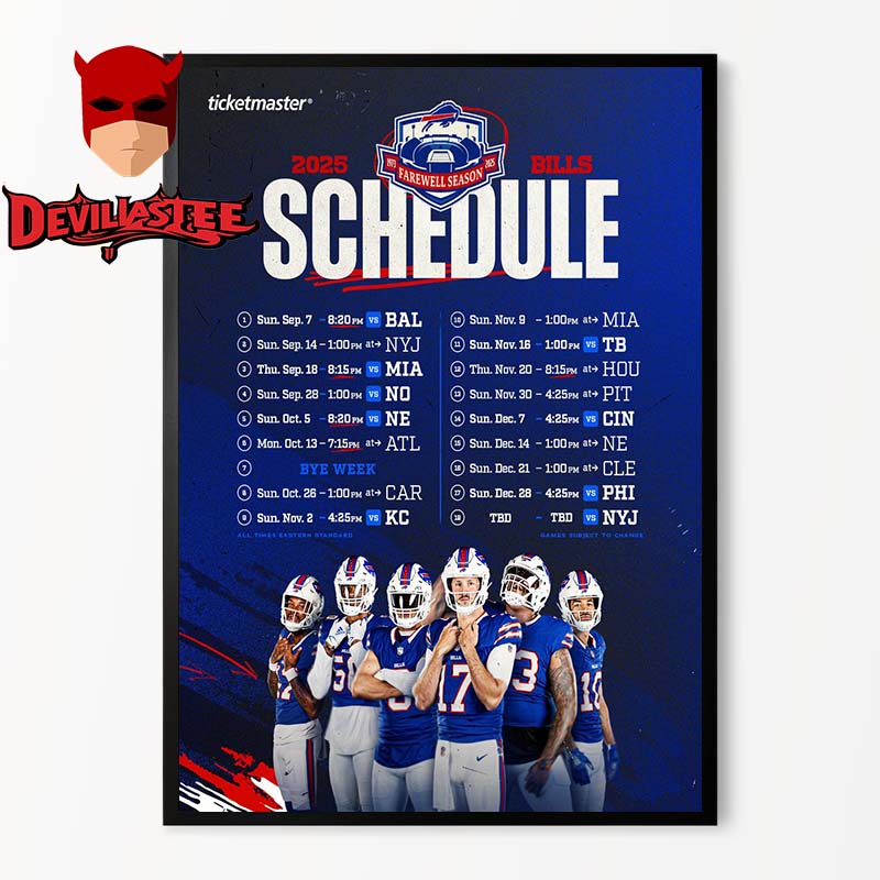 Buffalo Bills NFL 2025 Schedule Home Decor Poster Canvas Buffalo Bills NFL 2025 Schedule Home Decor Poster Canvas