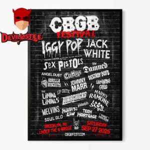 CBGB Festival 2025 Lineup Brooklyn NY Under The K Bridge On September 27th Home Decor Poster Canvas