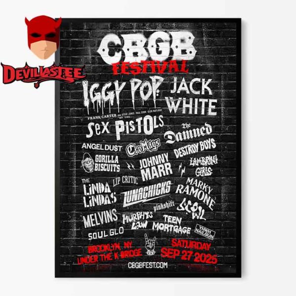 CBGB Festival 2025 Lineup Brooklyn NY Under The K Bridge On September 27th Home Decor Poster Canvas