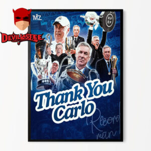 Carlo Ancelotti Leaves Real Madrid Thank You Carlo For Memories Home Decor Poster Canvas