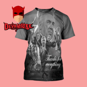 Carlo Ancelotti Leaves Real Madrid Thank You For Everthing All Over Print T-Shirt
