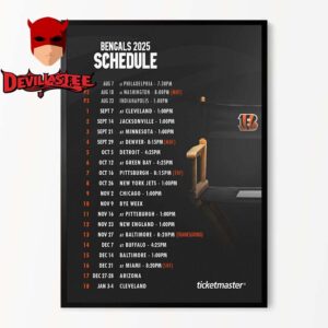 Cincinnati Bengals NFL 2025 Schedule Home Decor Poster Canvas