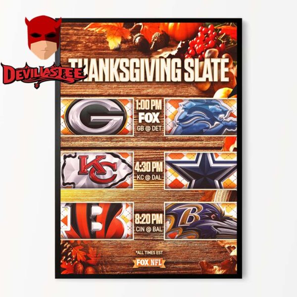 Cincinnati Bengals NFL 2025 Schedule Thanksgiving Slate Home Decor Poster Canvas