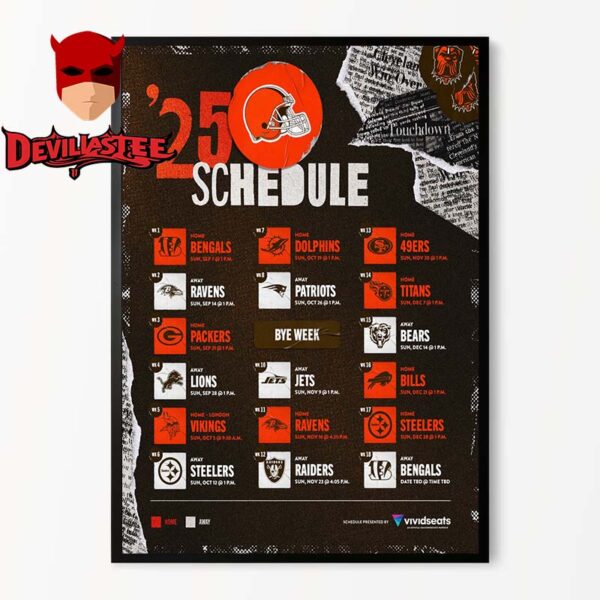 Cleveland Browns NFL 2025 Schedule Home Decor Poster Canvas
