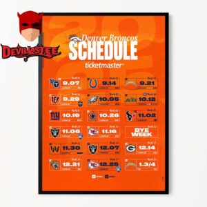 Denver Broncos NFL 2025 Schedule Home Decor Poster Canvas