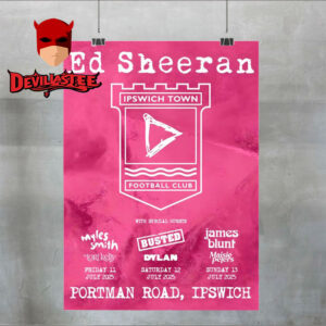 Ed Sheeran Portland Road ISPWICH 2025 Play Tour On July Home Dcecor Poster Canvas
