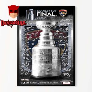 Florida Panthers 2025 Eastern Conference Champions Signature Trophy Print Limited Edition Home Decor Poster Canvas