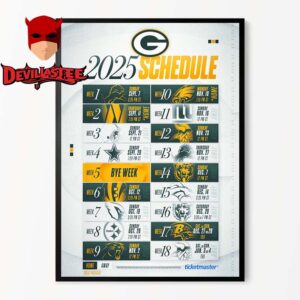 Green Bay Packers NFL 2025 Schedule Home Decor Poster Canvas