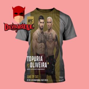 Ilia Topuria vs Charles Oliveira UFC 317 World Lightweight Title On June 28th 2025 All Over Print T-Shirt