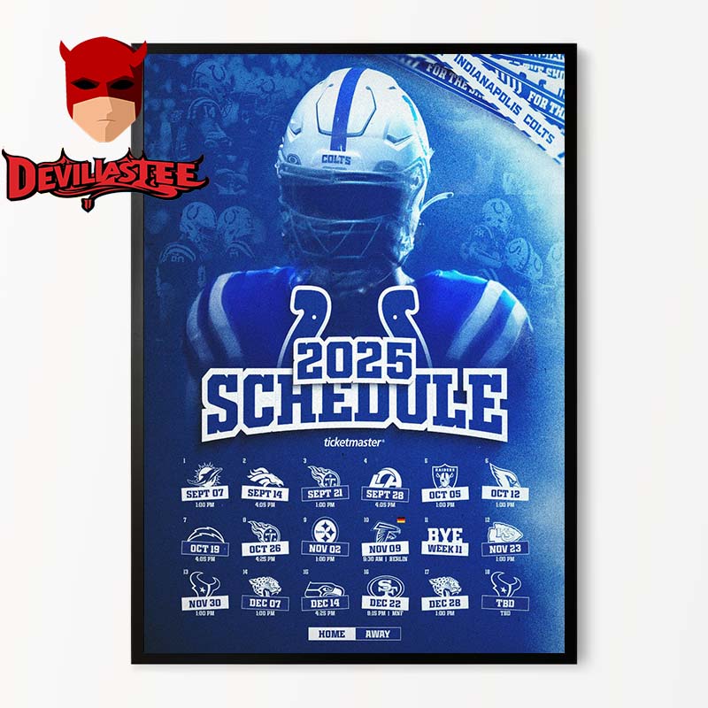 Indianapolis Colts NFL 2025 Schedule Home Decor Poster Canvas Indianapolis Colts NFL 2025 Schedule Home Decor Poster Canvas