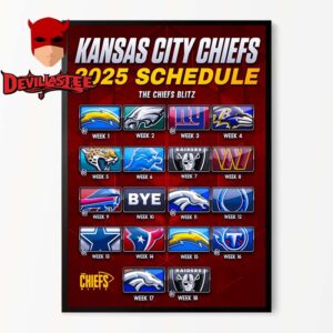 Kansas City Chiefs 2025 Schedule NFL Home Decor Poster Canvas