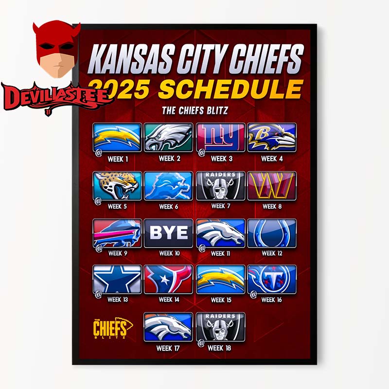 Kansas City Chiefs 2025 Schedule NFL Home Decor Poster Canvas Kansas City Chiefs 2025 Schedule NFL Home Decor Poster Canvas