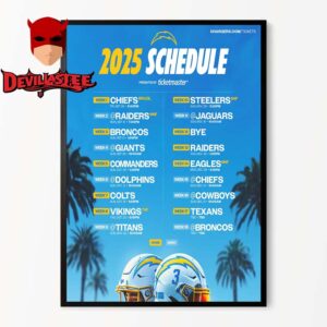 Los Angeles Chargers NFL 2025 Schedule Home Decor Poster Canvas