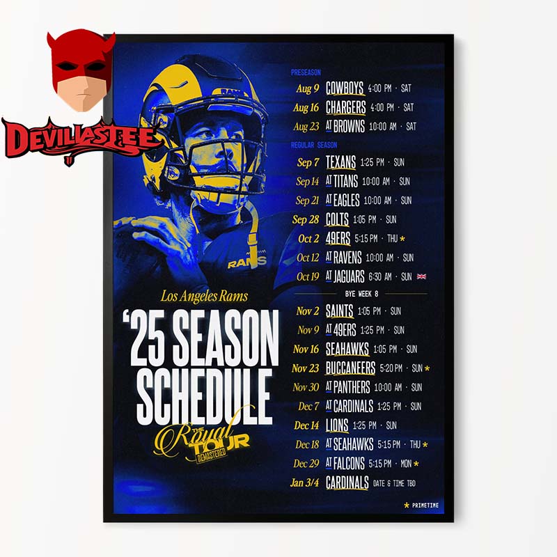 Los Angeles Rams NFL 2025 Schedule Home Decor Poster Canvas Los Angeles Rams NFL 2025 Schedule Home Decor Poster Canvas