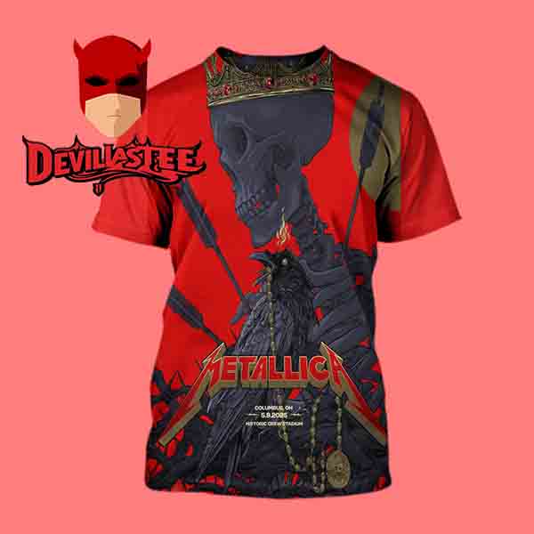 Metallica Columbus 2025 Sonic Temple Historic Crew Stadium OH On May 9th M72 North American Tour All Over Print T-Shirt Metallica Columbus 2025 Sonic Temple Historic Crew Stadium OH On May 9th M72 North American Tour All Over Print T-Shirt