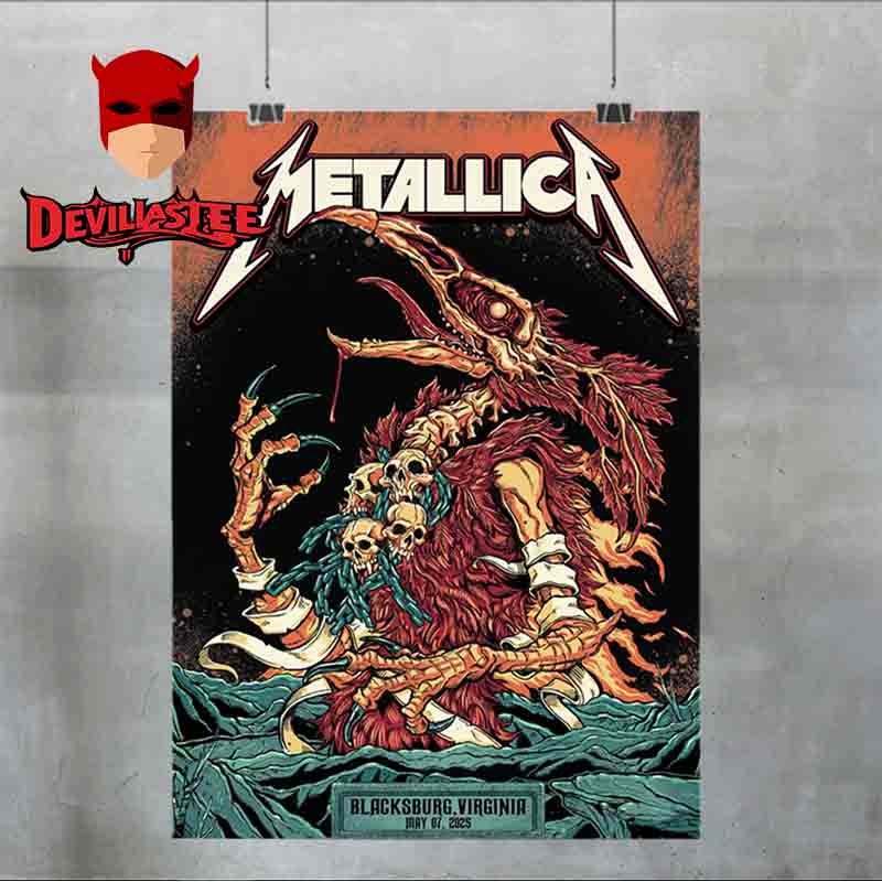 Metallica M72 Virginia 2025 Lane Stadium Blackburg On May 7th North American Tour Home Decor Poster Canvas Metallica M72 Virginia 2025 Lane Stadium Blackburg On May 7th North American Tour Home Decor Poster Canvas