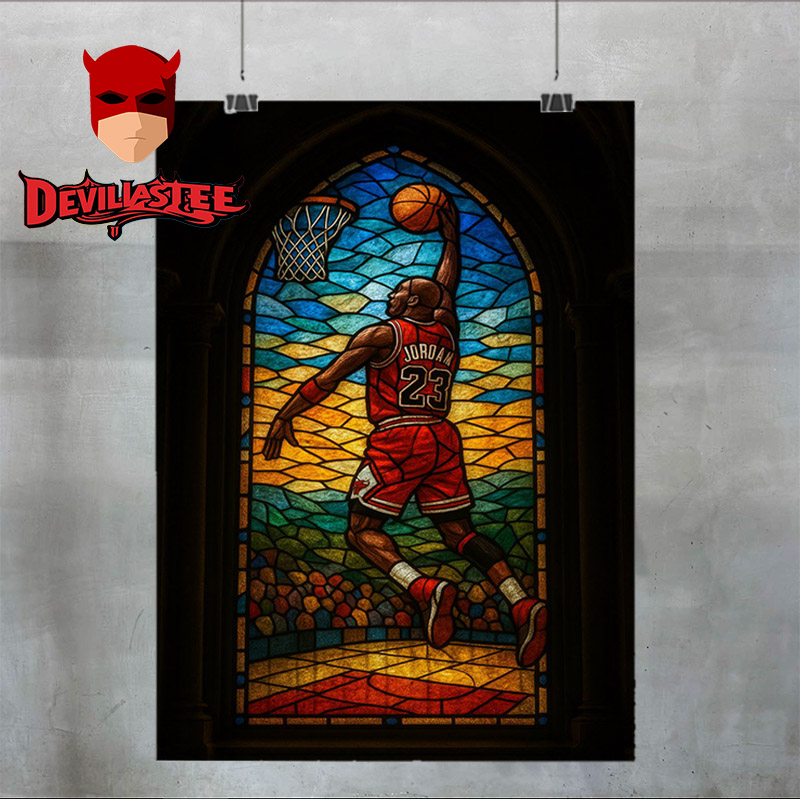 Michael Jordan Stained Glass In St Peter's Basilica Home Decor Poster Canvas Michael Jordan Stained Glass In St Peter's Basilica Home Decor Poster Canvas