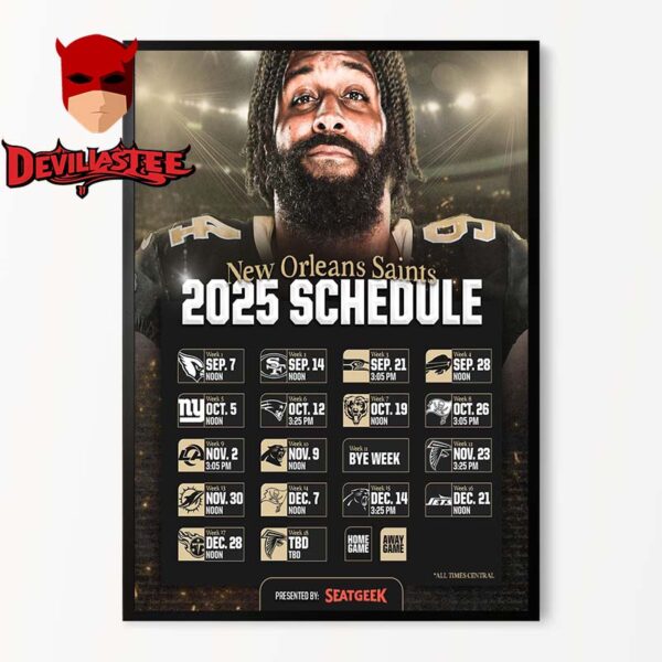 New Orleans Saints NFL 2025 Schedule Home Decor Poster Canvas