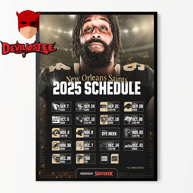 New Orleans Saints NFL 2025 Schedule Home Decor Poster Canvas New Orleans Saints NFL 2025 Schedule Home Decor Poster Canvas