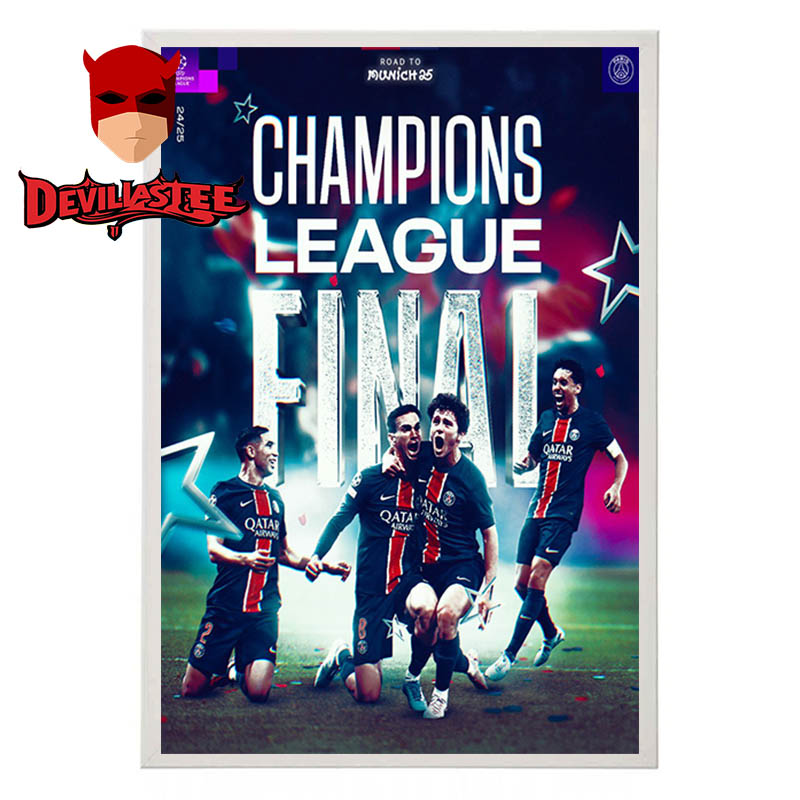 Paris Saint-Germain Road To Munich 2025 UEFA Champions League Final Home Decor Poster Canvas Paris Saint-Germain Road To Munich 2025 UEFA Champions League Final Home Decor Poster Canvas