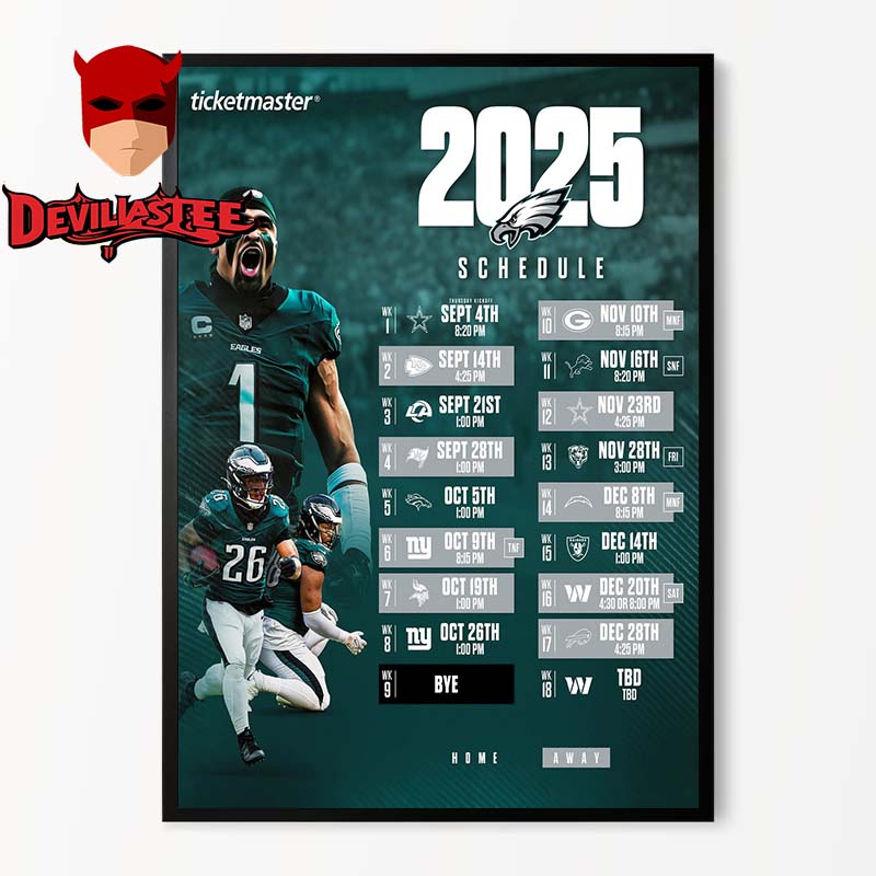 Philadelphia Eagles NFL 2025 Schedule Home Decor Poster Canvas Philadelphia Eagles NFL 2025 Schedule Home Decor Poster Canvas