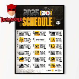 Pittsburgh Steelers NFL 2025 Schedule Home Decor Poster Canvas