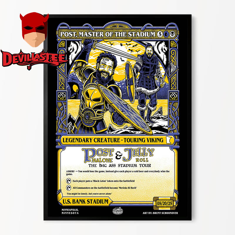 Post Malone Jelly John US Bank Stadium 2025 Minneapolis MN On May 20th The Big Ass Stadium Tour Viking Home Decor Poster Canvas Post Malone Jelly John US Bank Stadium 2025 Minneapolis MN On May 20th The Big Ass Stadium Tour Viking Home Decor Poster Canvas