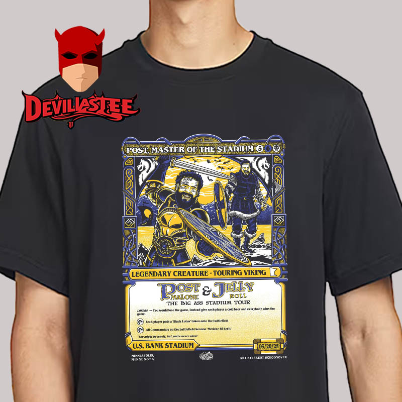 Post Malone Jelly Johhn US Bank Stadium 2025 Minneapolis MN On May 20th The Big Ass Stadium Tour Viking Unisex T-Shirt Post Malone Jelly Johhn US Bank Stadium 2025 Minneapolis MN On May 20th The Big Ass Stadium Tour Viking Unisex T-Shirt