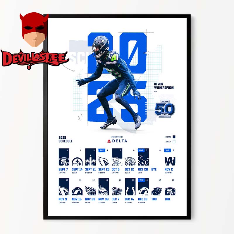 Seattle Seahawks NFL 2025 Schedule 50th Season Home Decor Poster Canvas Seattle Seahawks NFL 2025 Schedule 50th Season Home Decor Poster Canvas
