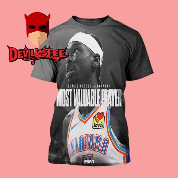 Shai Gilgeous Alexander OKC NBA 2025 MVP Most Valuable Player All Over Print T-Shirt Shai Gilgeous Alexander OKC NBA 2025 MVP Most Valuable Player All Over Print T-Shirt