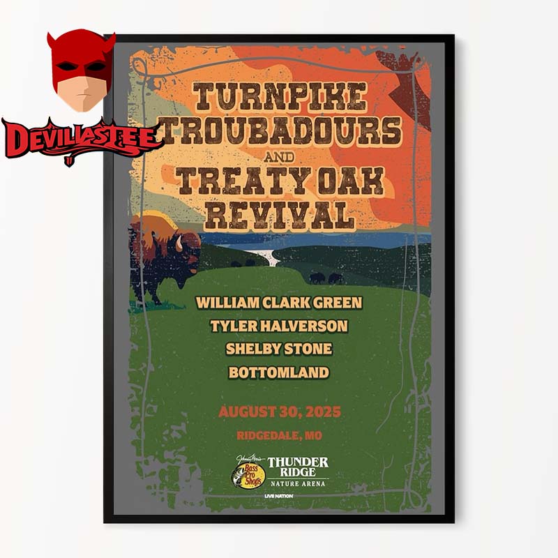 Turnpike Troubadours And Treaty Oak Revival Ridgedale MO 2025 On August 30th Home Decor Poster Canvas Turnpike Troubadours And Treaty Oak Revival Ridgedale MO 2025 On August 30th Home Decor Poster Canvas